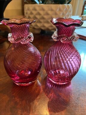Matching pair of Pilgrim Glass vases